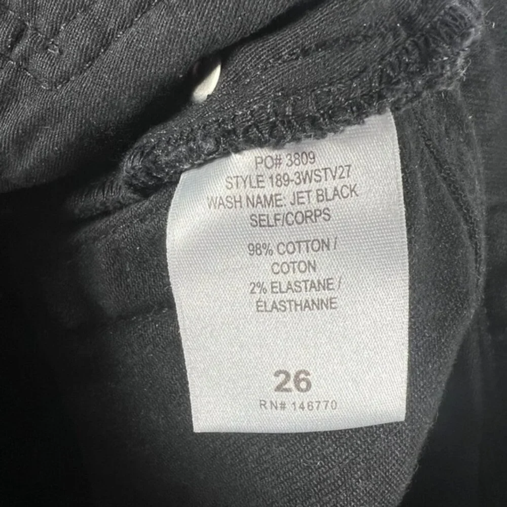 NWOT RE/DONE ORIGINALS Stove Pipe High Rise Raw Hem Jet Black SELF/CORP Jeans 26